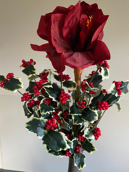Strauß Weihnachten Amaryllis-Stechpalmen