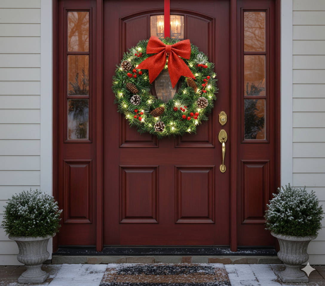 Weihnachtskranz mit Beleuchtung