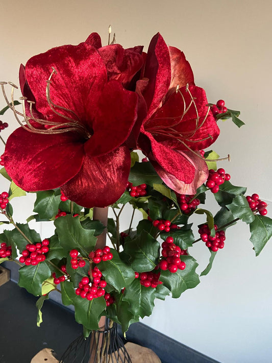 Strauß Weihnachten Amaryllis-Stechpalmen